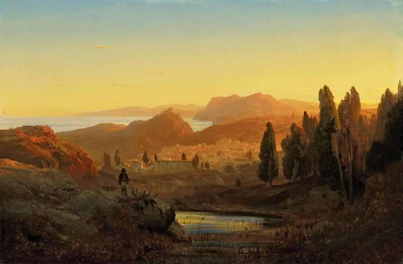 Andreas Achenbach Paesaggio italiano oil painting image